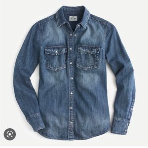 J. Crew Western chambray shirt in vintage indigo